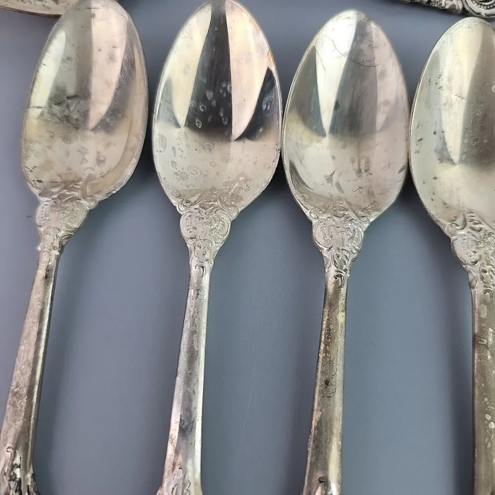 Vintage Baroque by Godinger Flatware Lot of 16 Spoons Silverplate for Craft